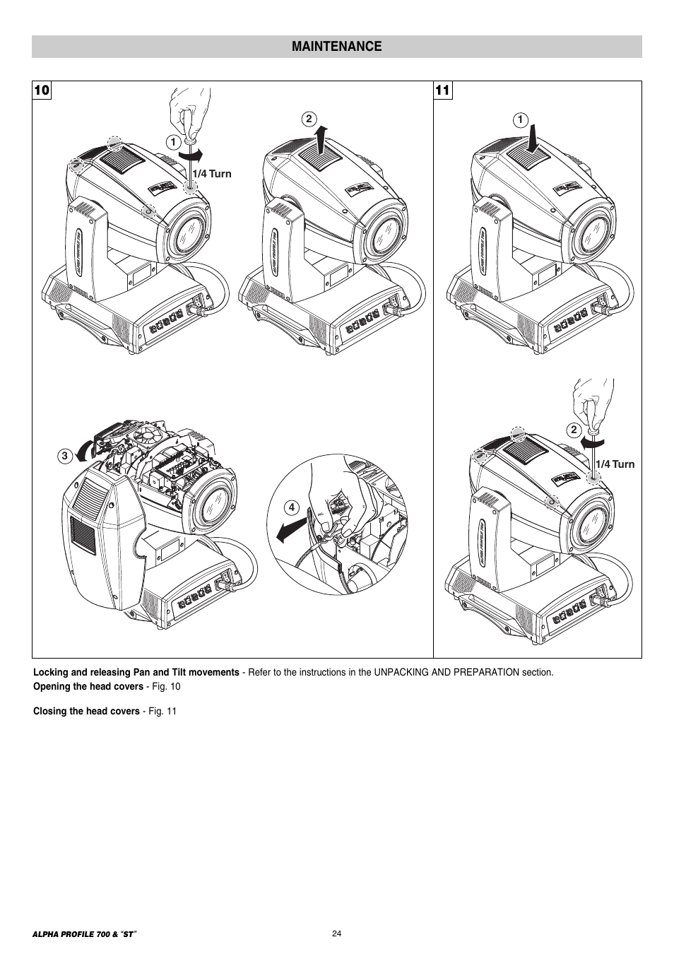Maintenance, 10 11 maintenance | Clay Paky ALPHA PROFILE 700 ST (C61366) User Manual | Page 24 / 40