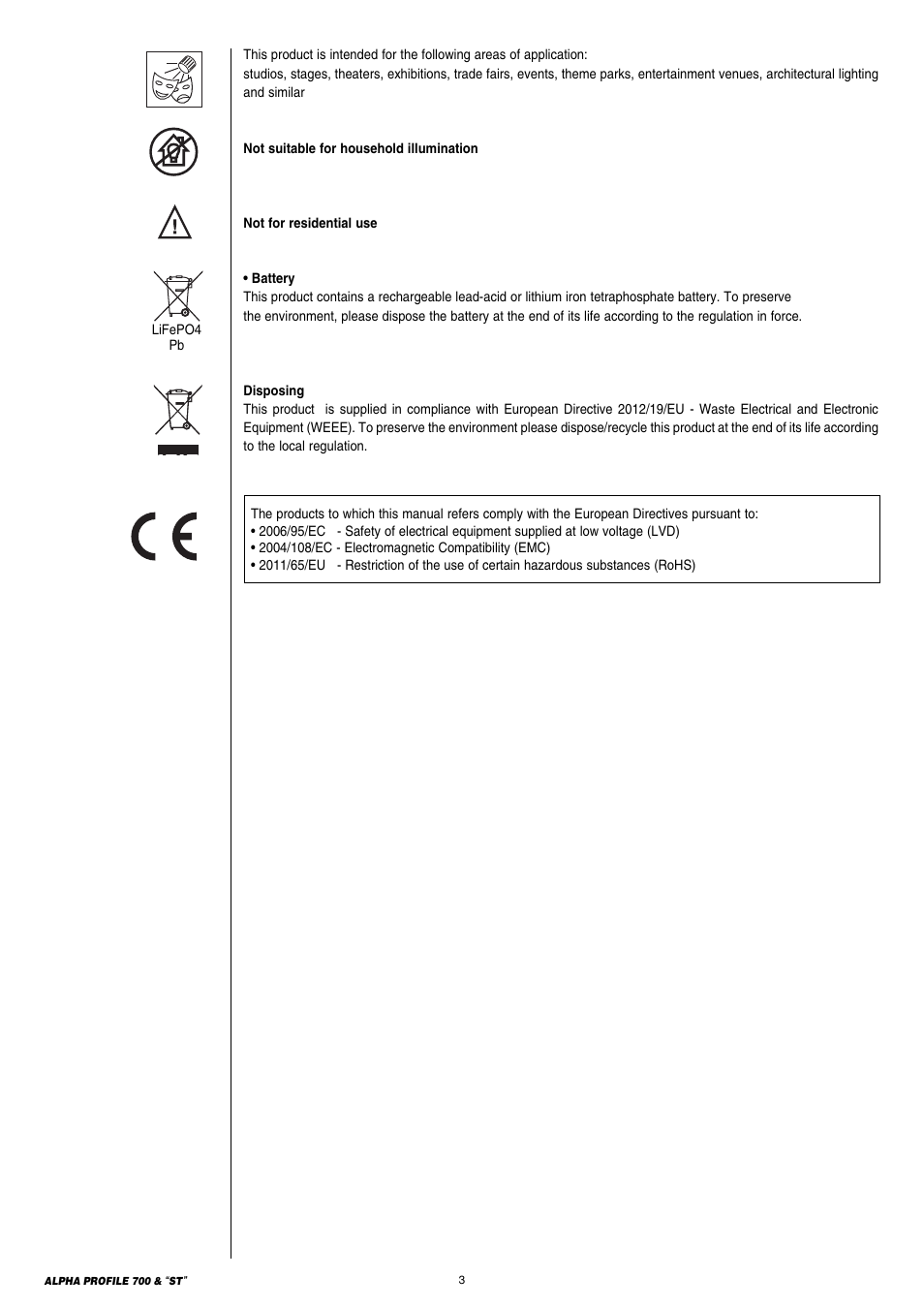 Clay Paky ALPHA PROFILE 700 ST (C61366) User Manual | Page 3 / 40