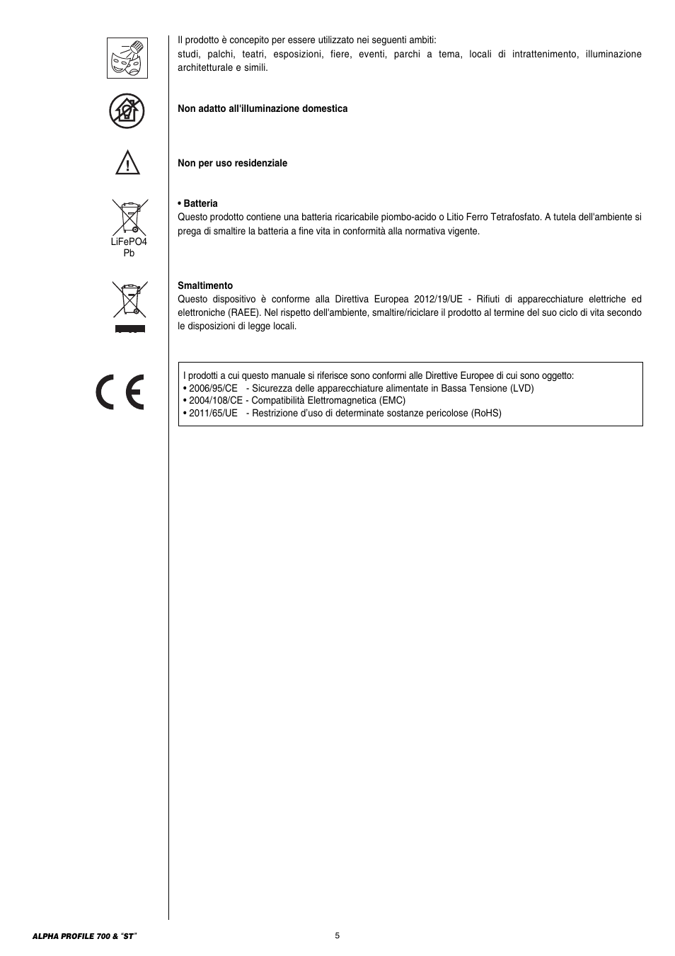 Clay Paky ALPHA PROFILE 700 ST (C61366) User Manual | Page 5 / 40