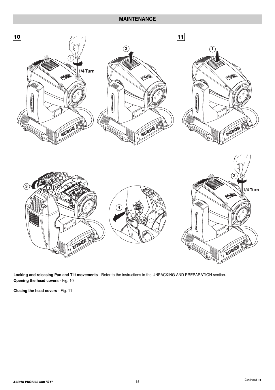 10 11 maintenance | Clay Paky ALPHA PROFILE 800 ST (C61385) User Manual | Page 15 / 32