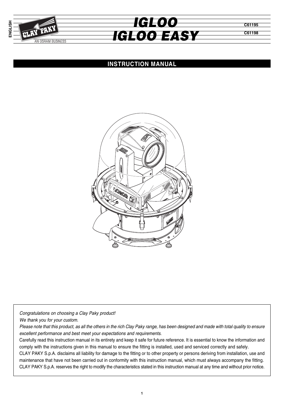 Clay Paky IGLOO EASY (C61198) User Manual | 16 pages