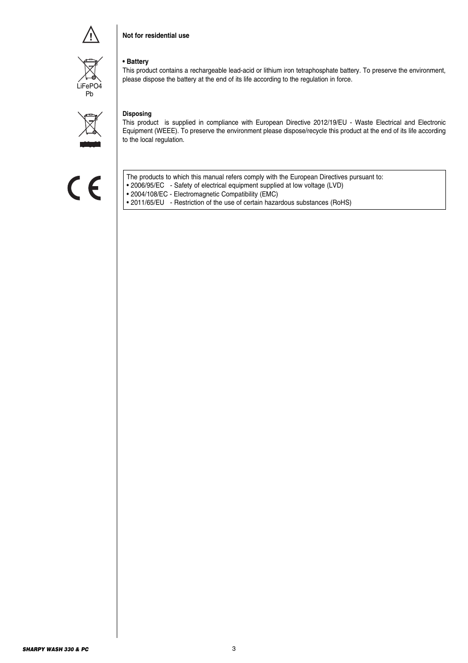 Clay Paky SHARPY WASH 330 PC (C61379) User Manual | Page 3 / 28