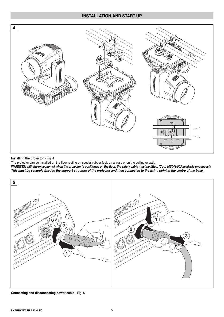 Installation and start-up | Clay Paky SHARPY WASH 330 PC (C61379) User Manual | Page 5 / 28