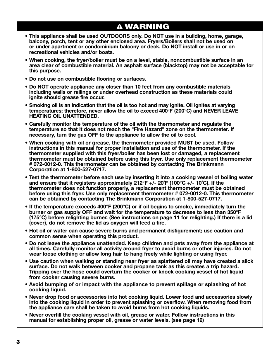 General warnings, Warning | Brinkmann 815-4001-S User Manual | Page 4 / 40