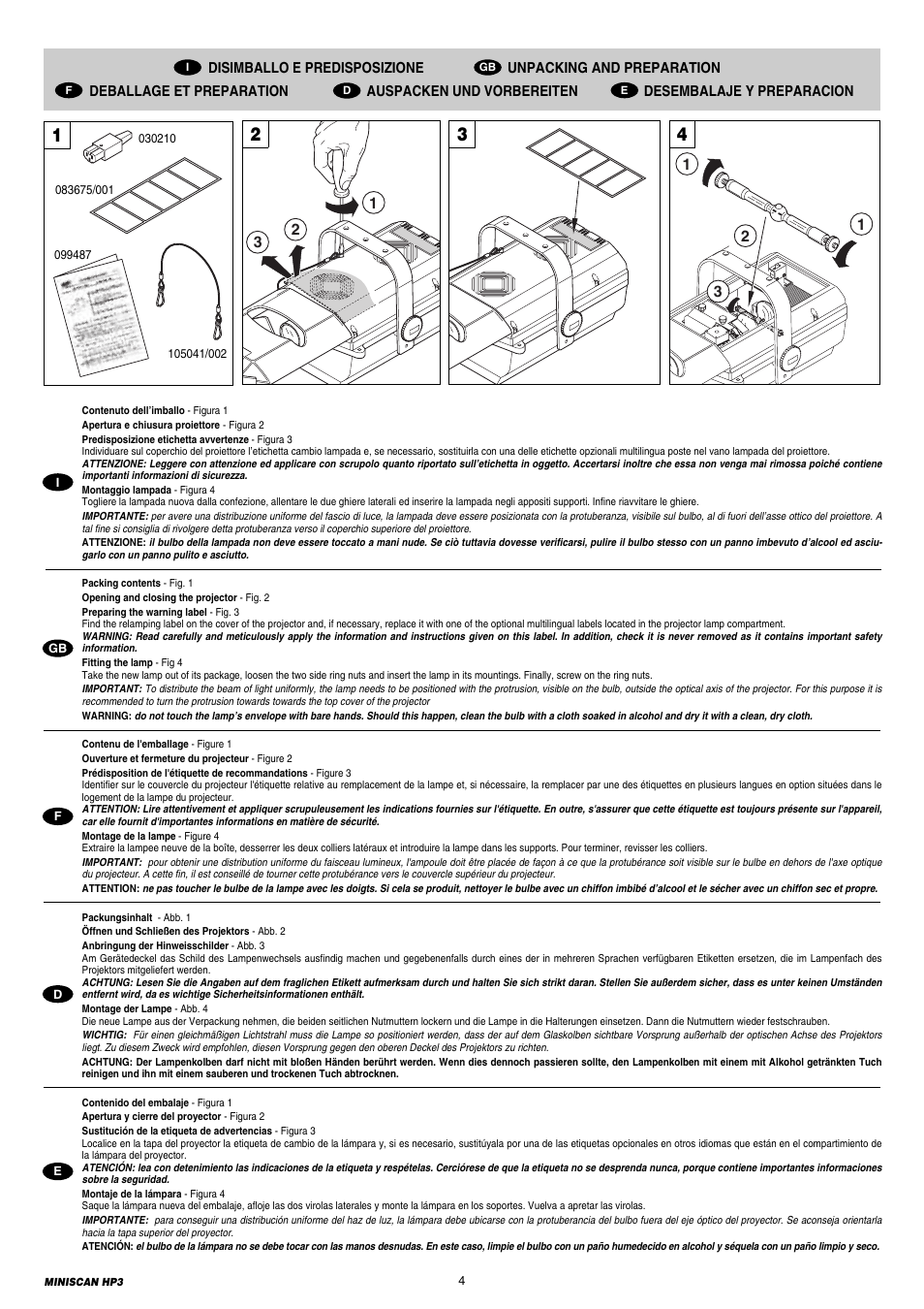 Clay Paky MINISCAN HP3 (C11088 HTI 300W/DEL) User Manual | Page 4 / 24