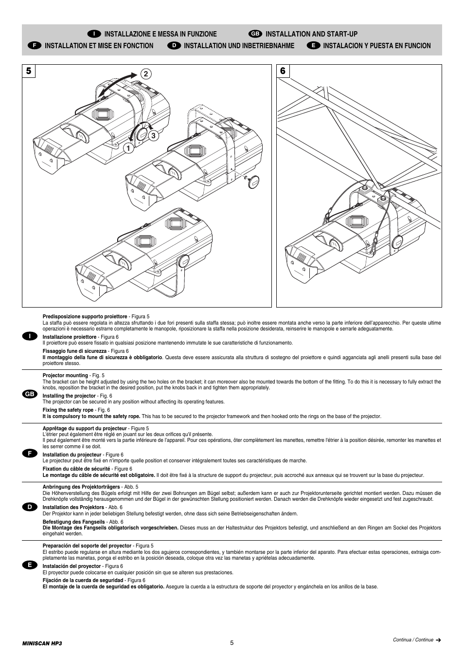 Clay Paky MINISCAN HP3 (C11088 HTI 300W/DEL) User Manual | Page 5 / 24