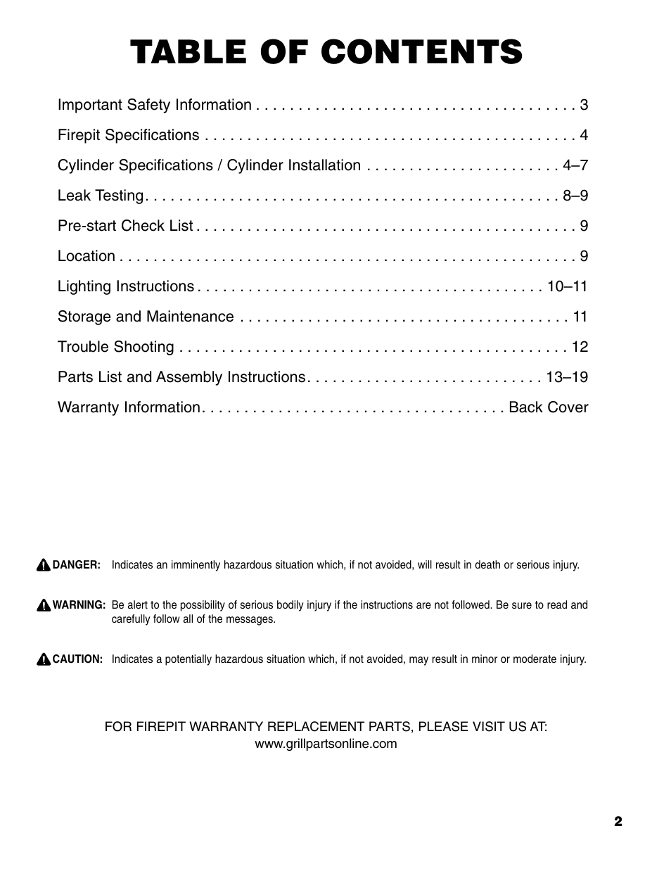 Brinkmann Gas FirePit User Manual | Page 3 / 40