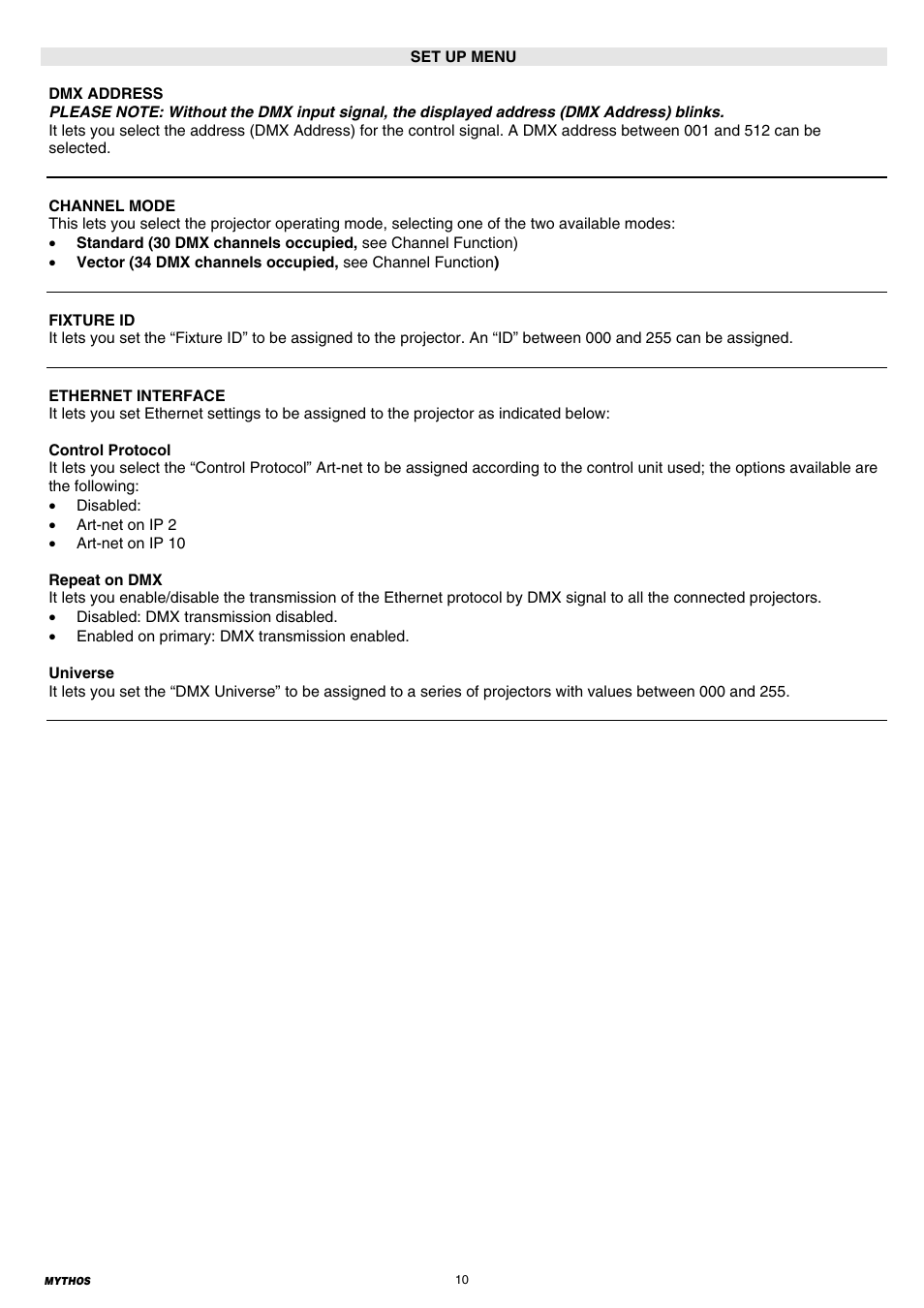 Clay Paky MYTHOS (C61391) PRELIMINARY User Manual | Page 10 / 32