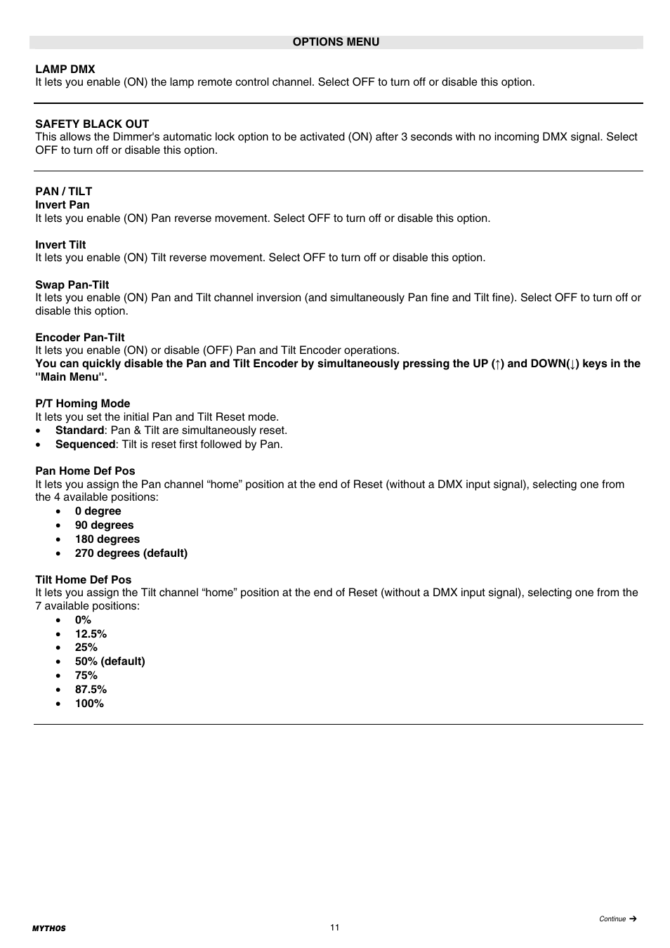 Clay Paky MYTHOS (C61391) PRELIMINARY User Manual | Page 11 / 32