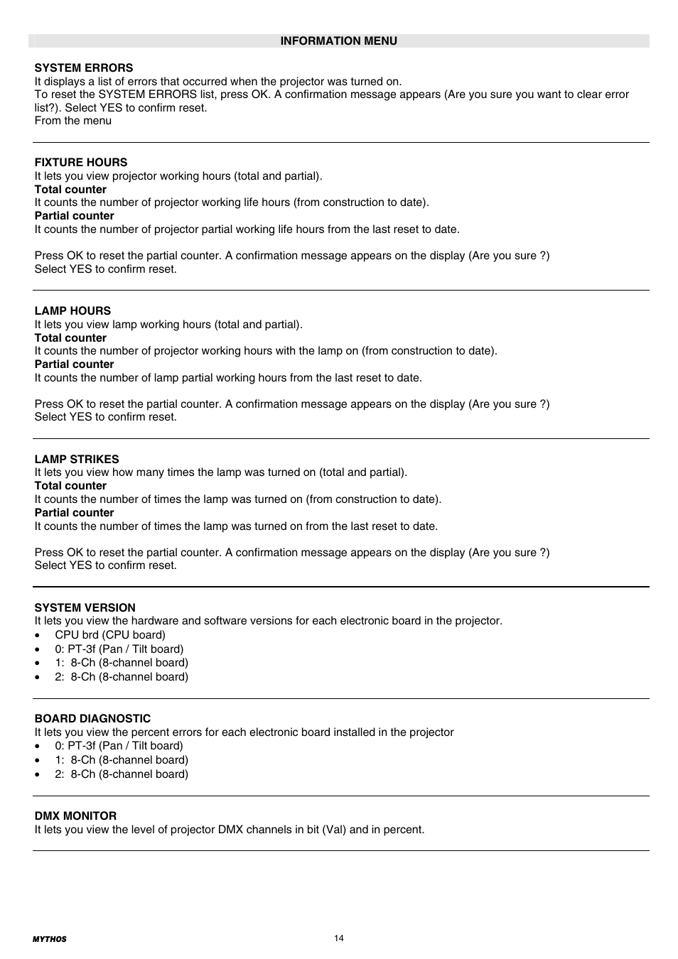 Clay Paky MYTHOS (C61391) PRELIMINARY User Manual | Page 14 / 32
