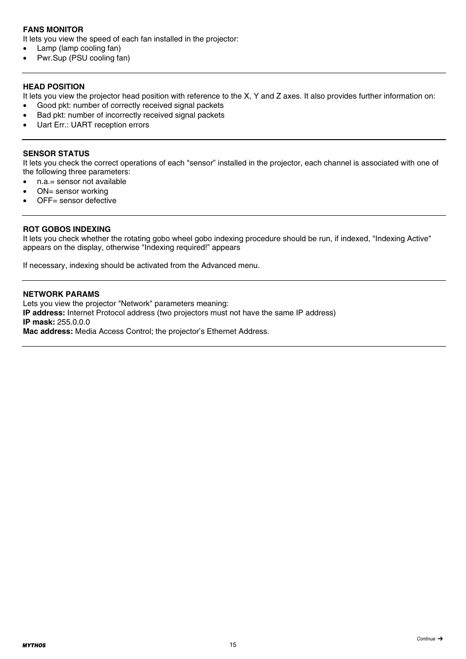 Clay Paky MYTHOS (C61391) PRELIMINARY User Manual | Page 15 / 32