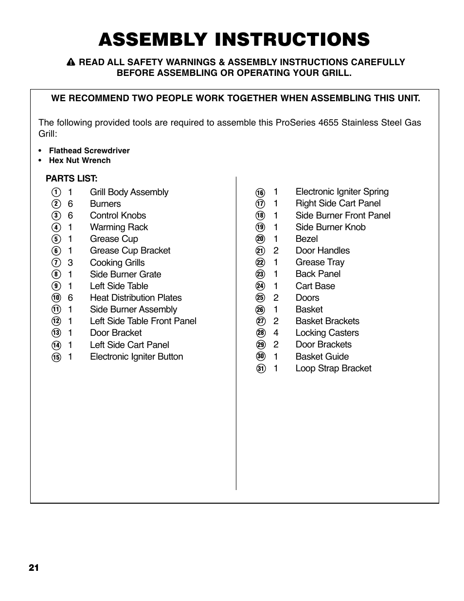 Assembly instructions | Brinkmann ProSeries 4655 User Manual | Page 22 / 36