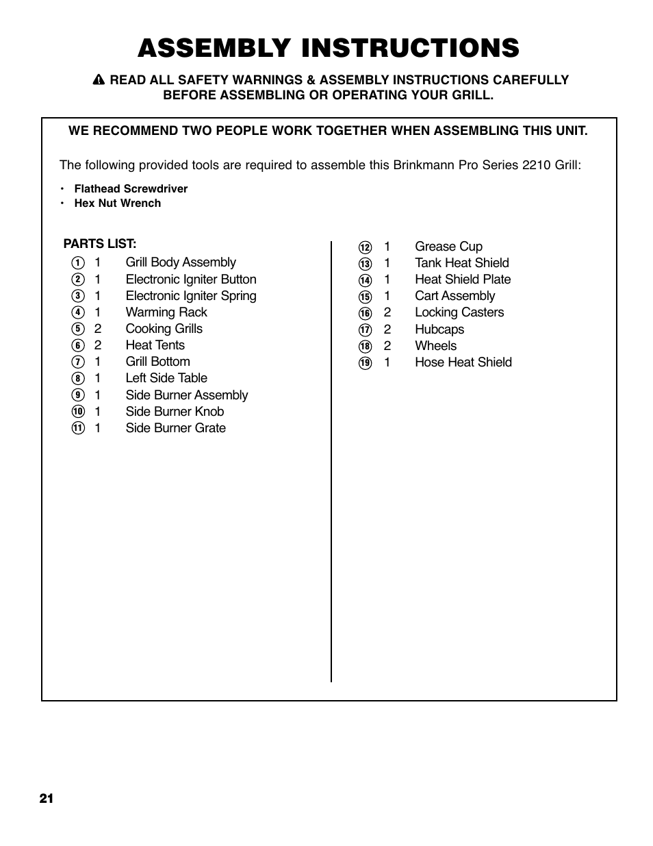 Assembly instructions | Brinkmann 2210 Series User Manual | Page 22 / 32