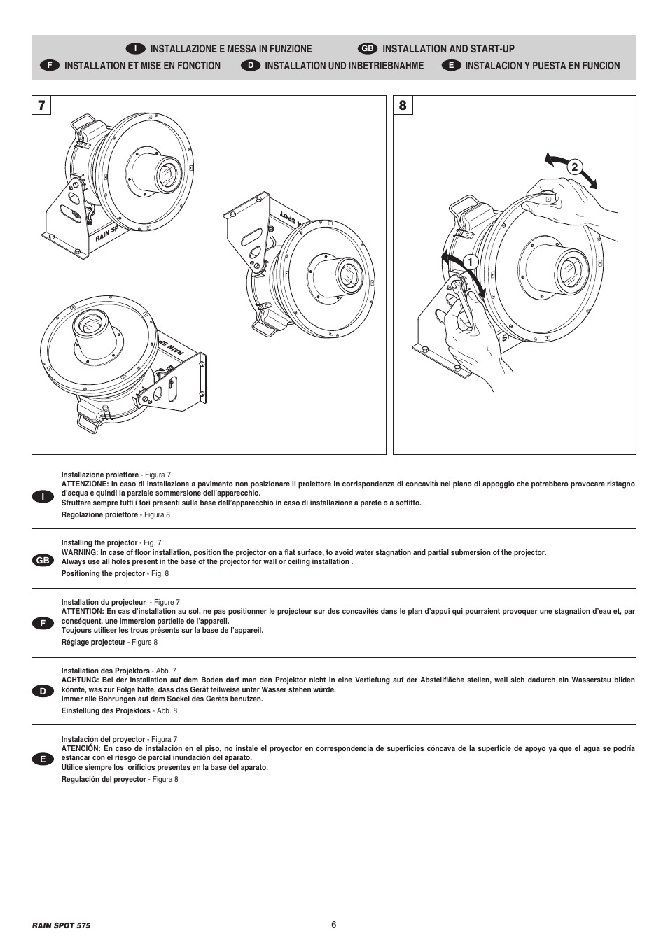 Clay Paky RAIN SPOT 575 (MSR 575W) User Manual | Page 6 / 24