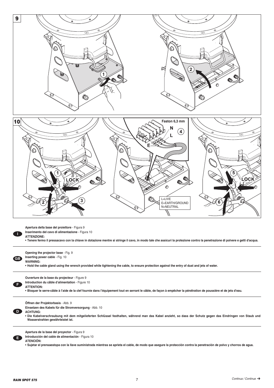 Clay Paky RAIN SPOT 575 (MSR 575W) User Manual | Page 7 / 24