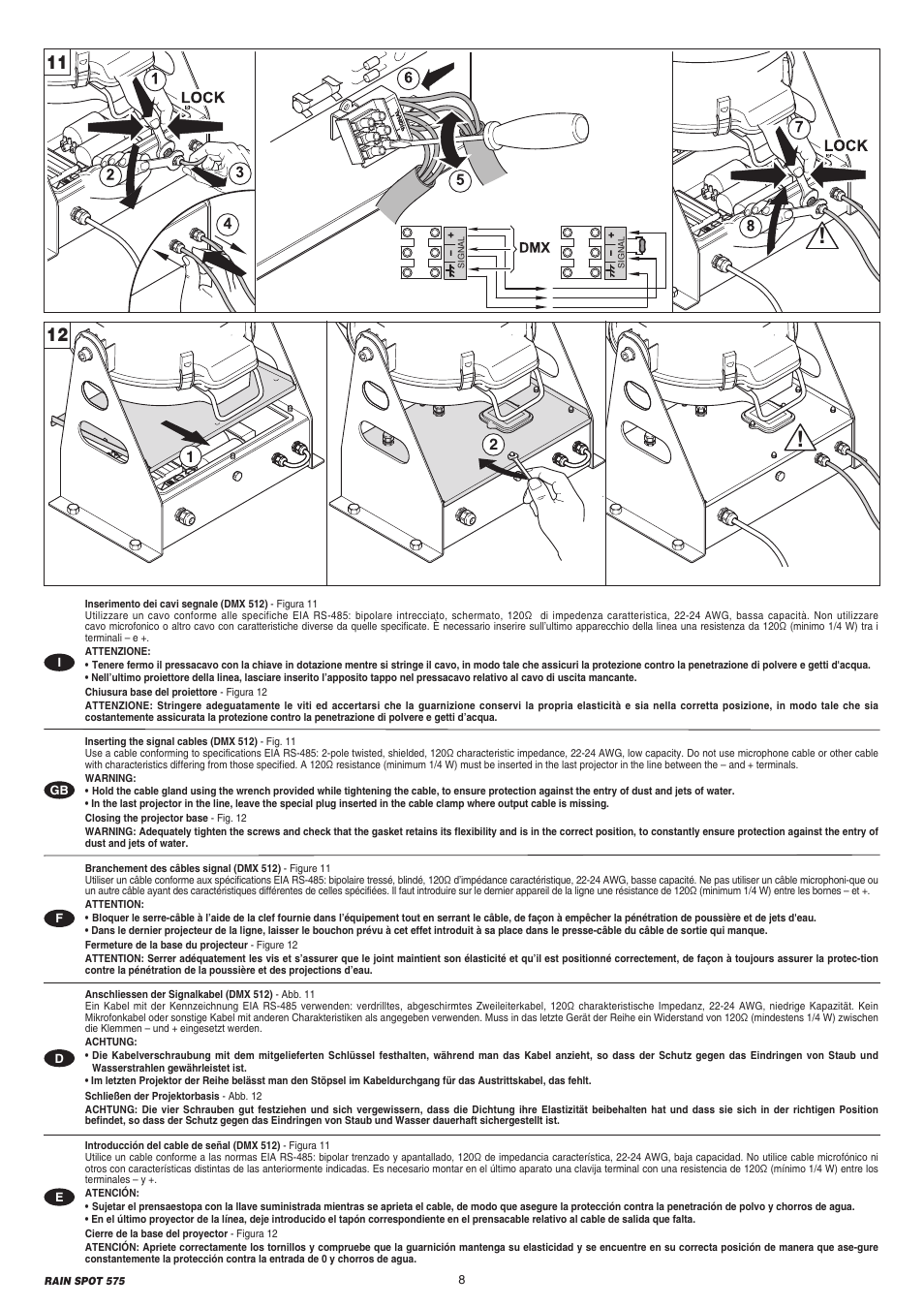Clay Paky RAIN SPOT 575 (MSR 575W) User Manual | Page 8 / 24