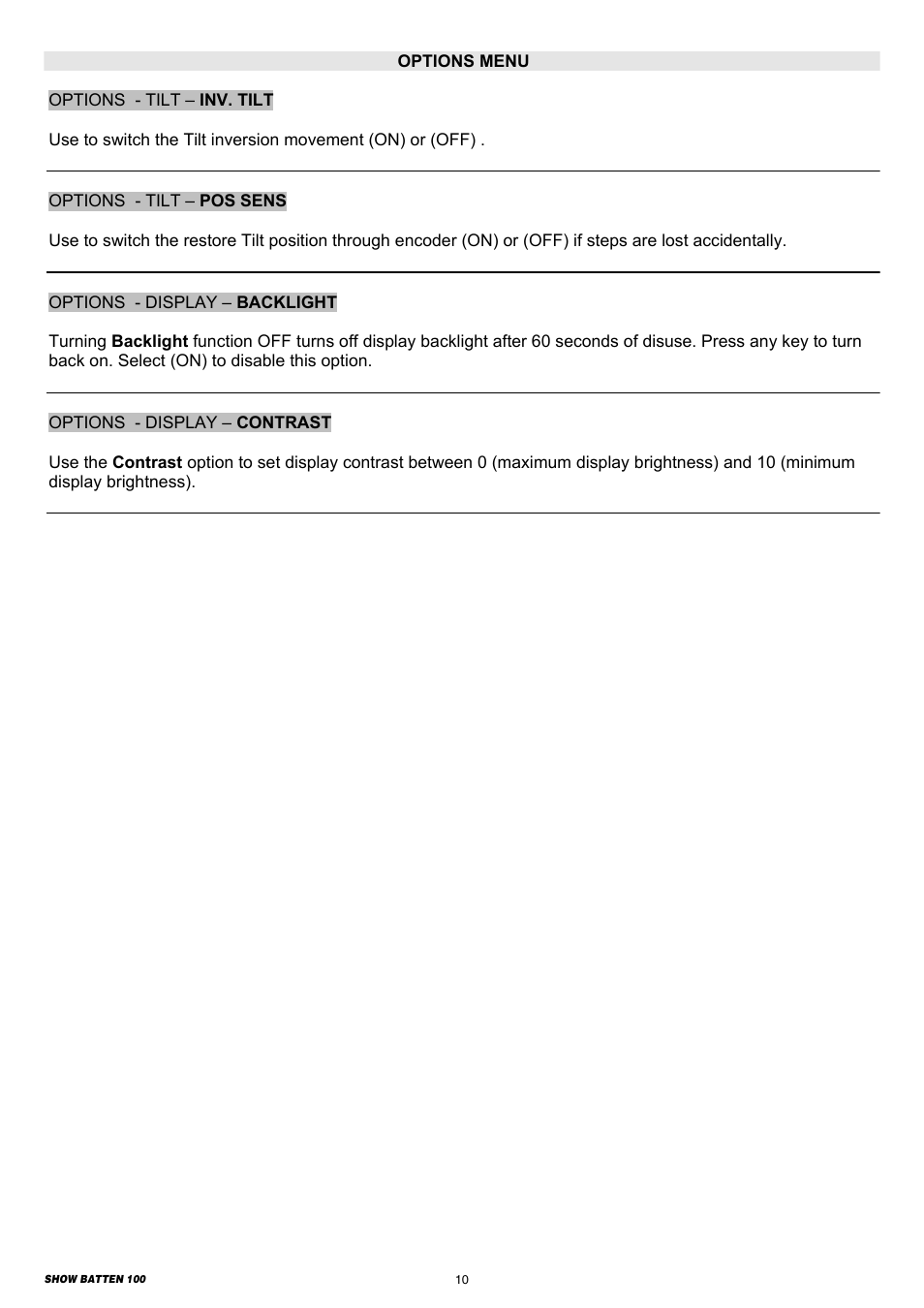 Clay Paky SHOW BATTEN 100 AS (C71086) PRELIMINARY User Manual | Page 10 / 20