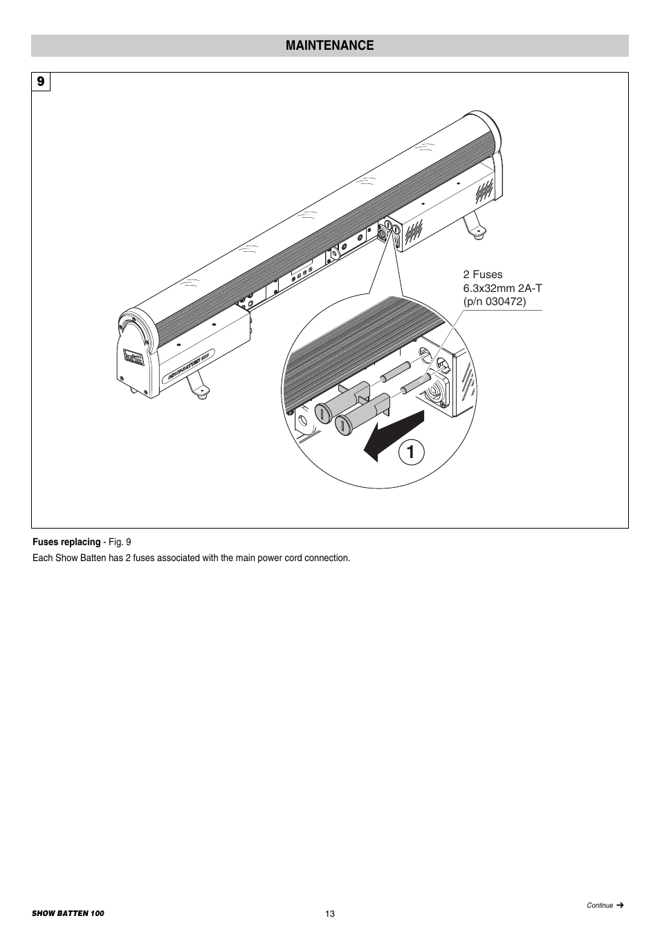 Maintenance | Clay Paky SHOW BATTEN 100 AS (C71086) PRELIMINARY User Manual | Page 13 / 20