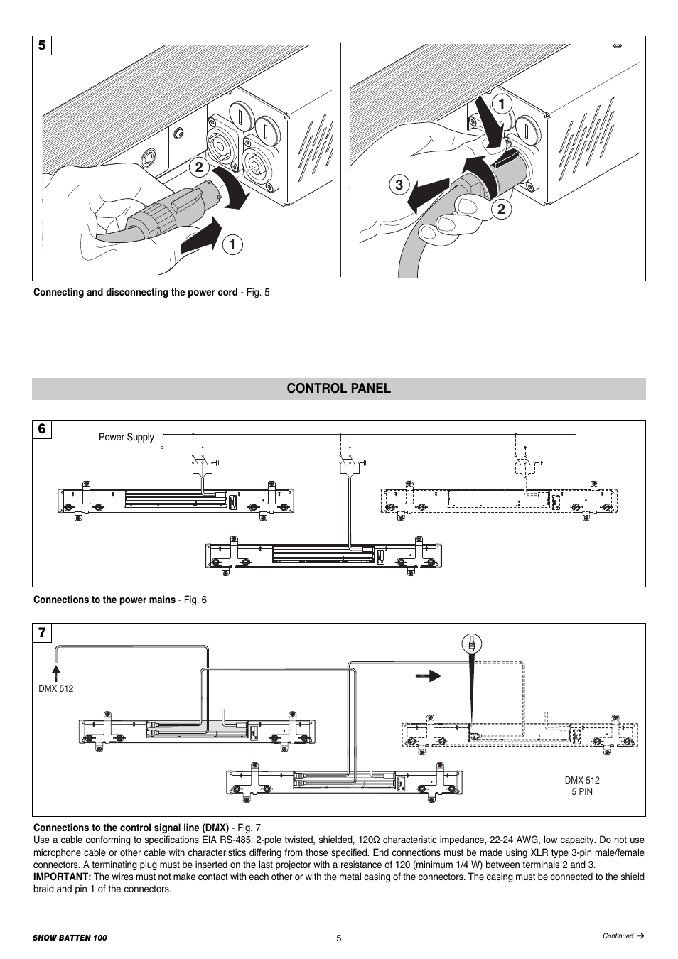 Control panel | Clay Paky SHOW BATTEN 100 AS (C71086) PRELIMINARY User Manual | Page 5 / 20