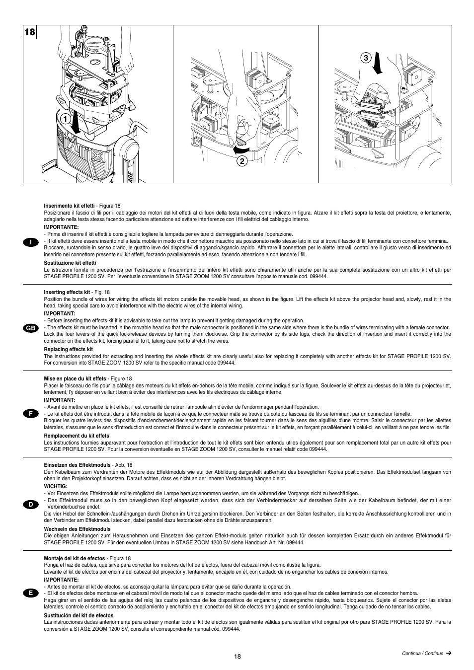 Clay Paky STAGE PROFILE 1200 SV (HMI 1200W/S) User Manual | Page 12 / 18