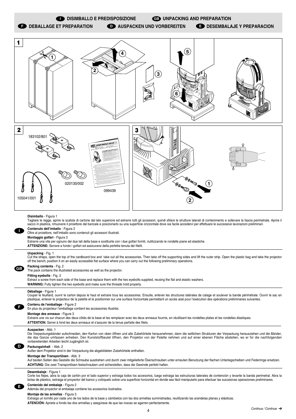 Clay Paky STAGE PROFILE 1200 SV (HMI 1200W/S) User Manual | Page 4 / 18