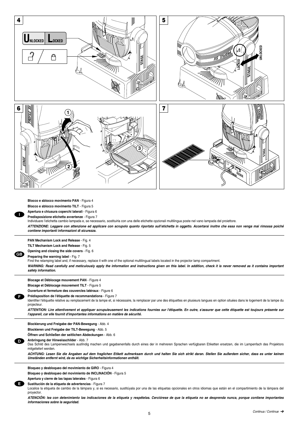 Clay Paky STAGE PROFILE 1200 SV (HMI 1200W/S) User Manual | Page 5 / 18