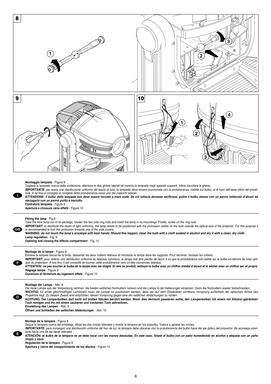 Clay Paky STAGE PROFILE 1200 SV (HMI 1200W/S) User Manual | Page 6 / 18