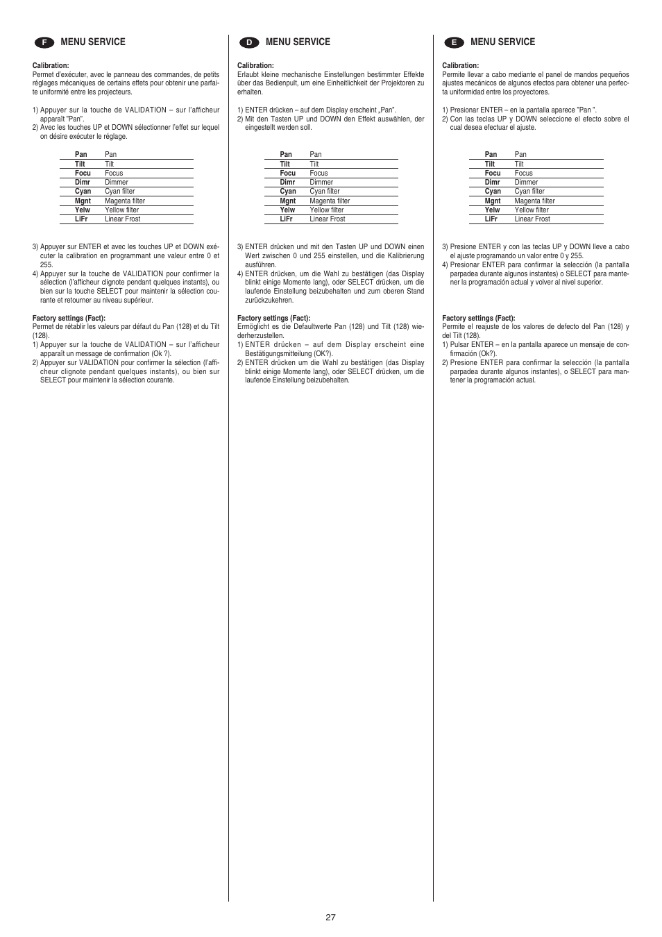Clay Paky STAGE PROFILE PLUS SV AE (C61049) User Manual | Page 27 / 40