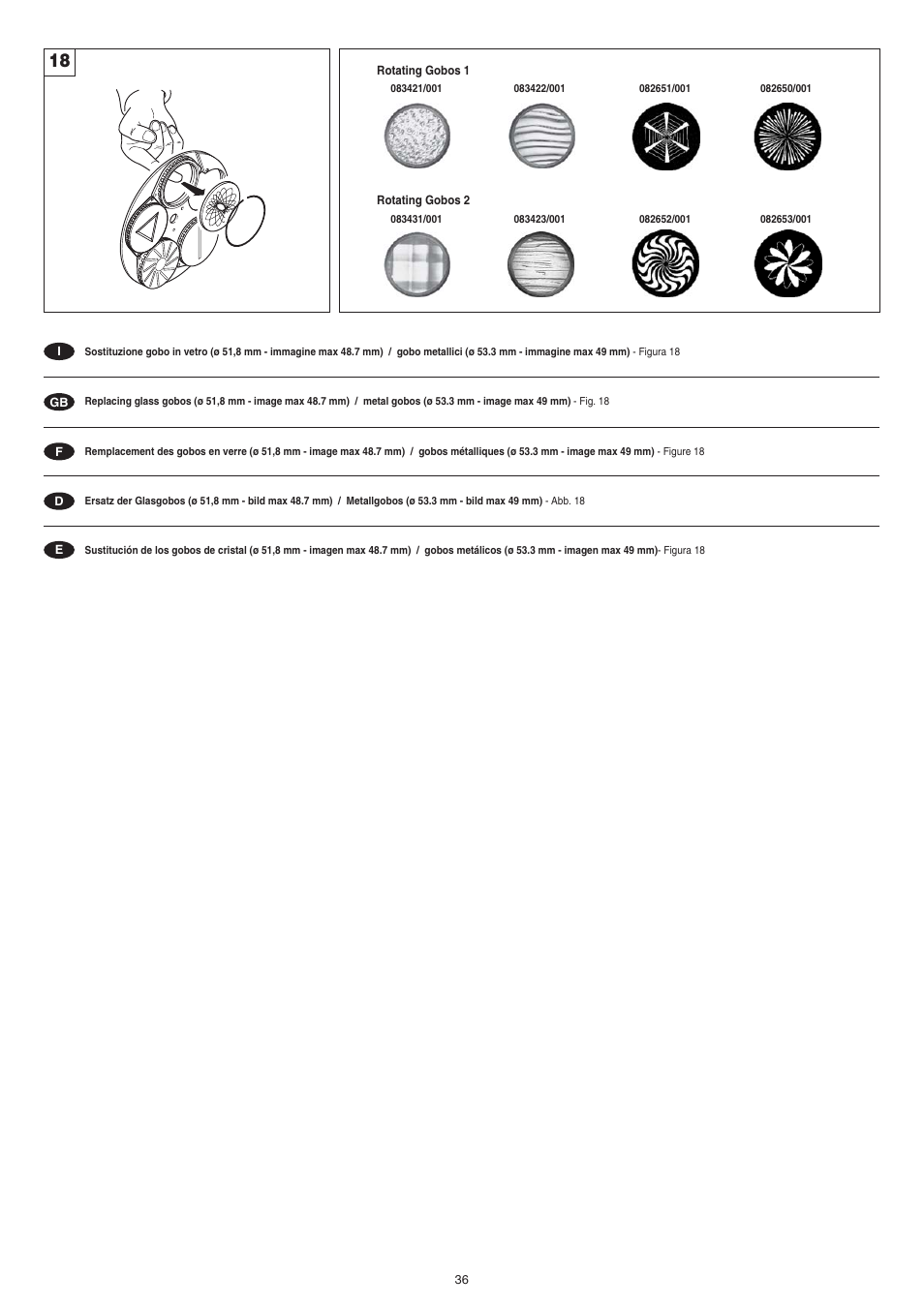 Clay Paky STAGE PROFILE PLUS SV AE (C61049) User Manual | Page 36 / 40