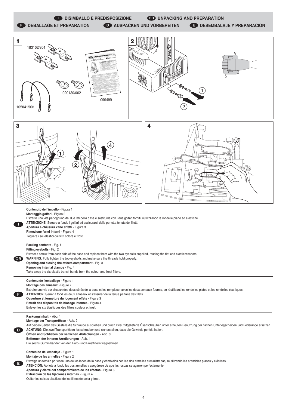 Clay Paky STAGE PROFILE PLUS SV AE (C61049) User Manual | Page 4 / 40