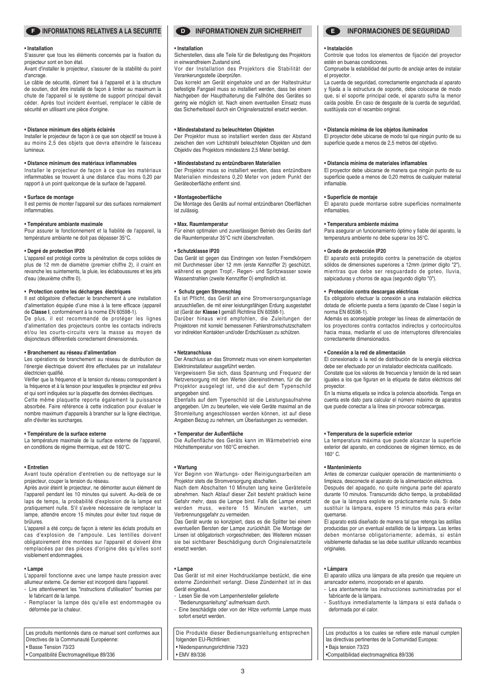 Clay Paky STAGE PROFILE PLUS SV (HMI 1200W/S) User Manual | Page 3 / 24