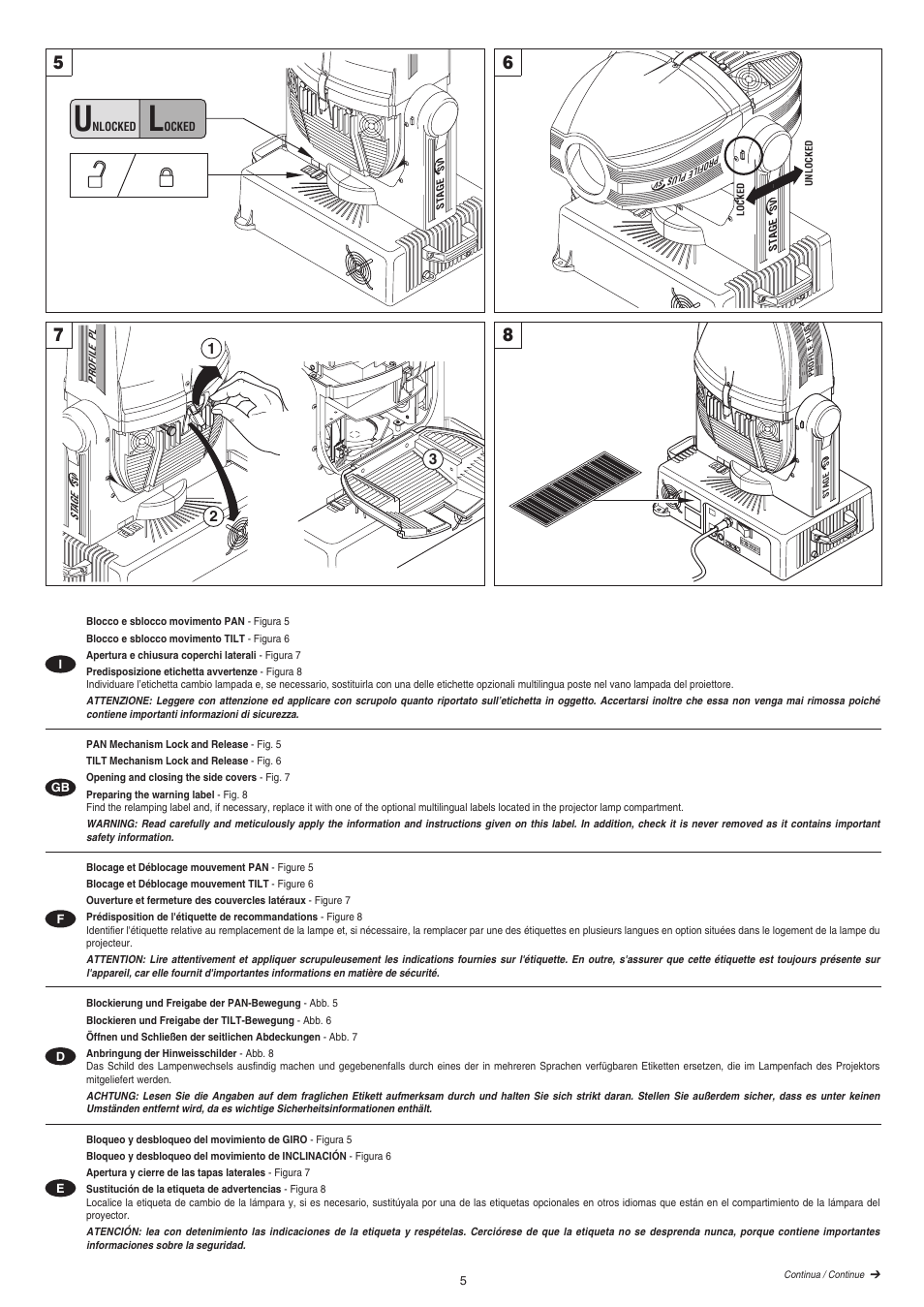 Clay Paky STAGE PROFILE PLUS SV (HMI 1200W/S) User Manual | Page 5 / 24