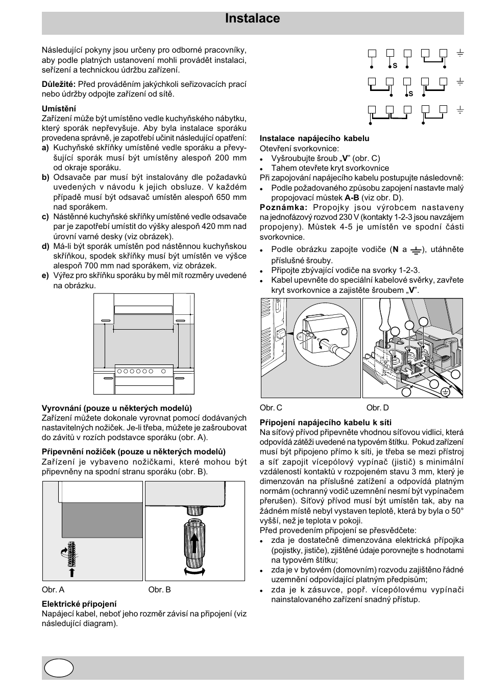 Instalace | Indesit K3E11/R User Manual | Page 20 / 49