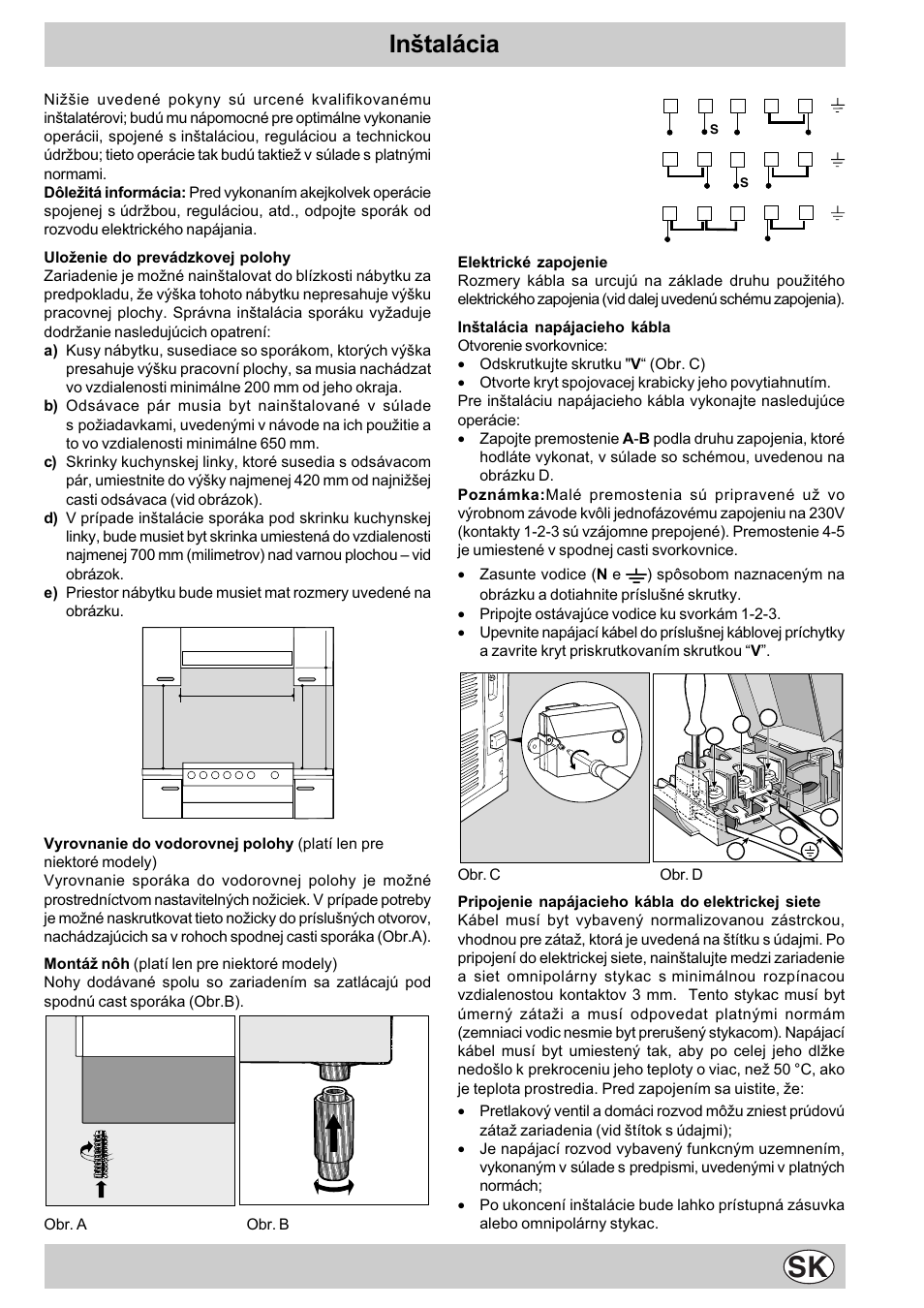 Intalácia | Indesit K3E11/R User Manual | Page 43 / 49