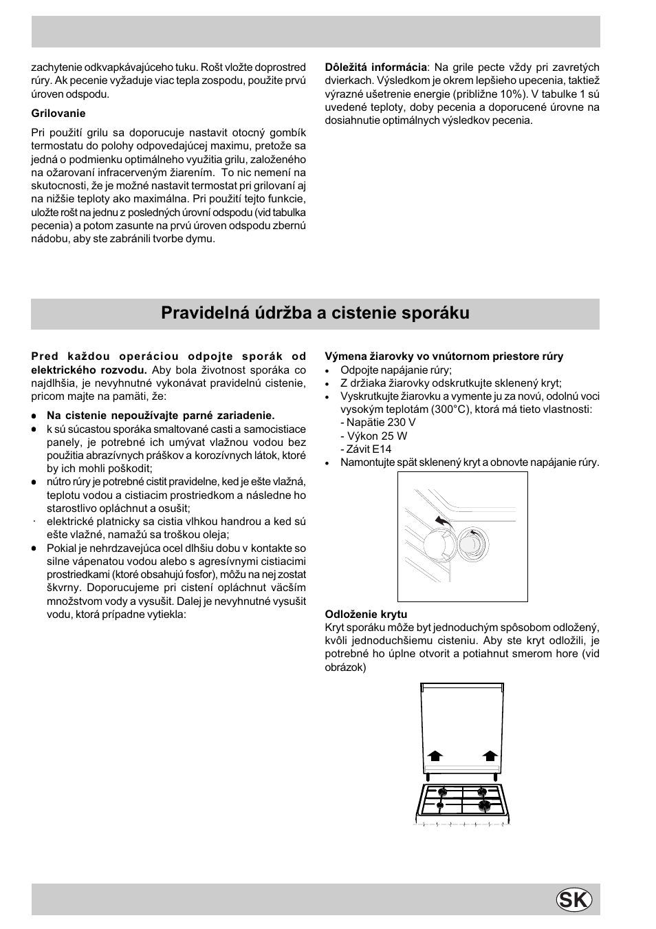 Pravidelná údrba a cistenie sporáku | Indesit K3E11/R User Manual | Page 47 / 49