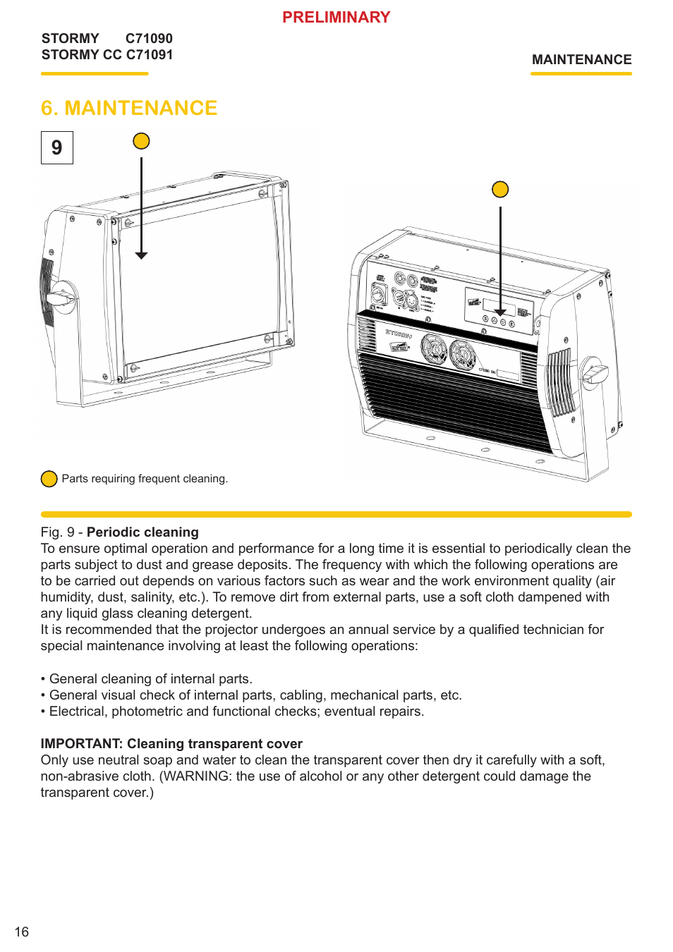 Maintenance | Clay Paky STORMY CC User Manual | Page 16 / 24