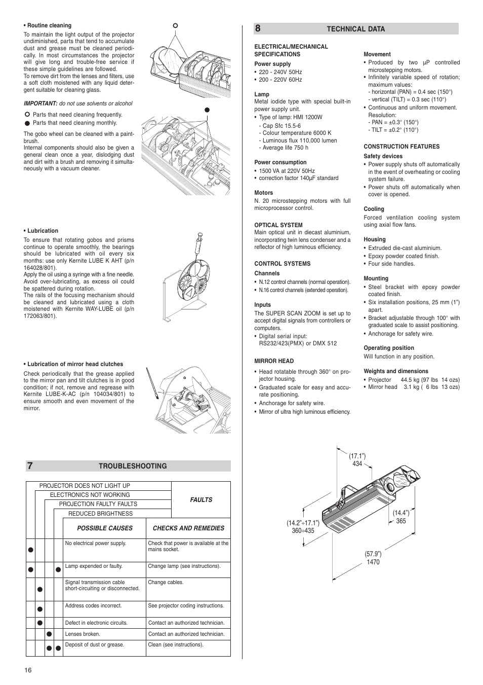 Clay Paky SUPER SCAN ZOOM (HMI 1200) User Manual | Page 8 / 8