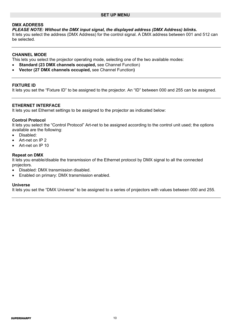 Clay Paky SUPERSHARPY (C61390) User Manual | Page 10 / 36