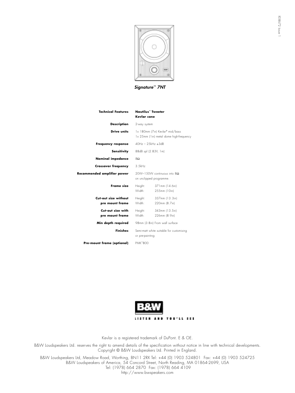Signature | Bowers & Wilkins 7 NT User Manual | Page 23 / 23