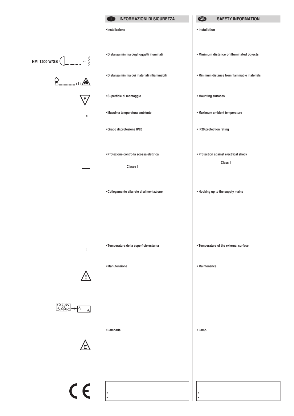 0,1 t, 35 ° c t, 90 ° c | Clay Paky V.I.P. 1200 (HMI 1200W/GS) User Manual | Page 2 / 14