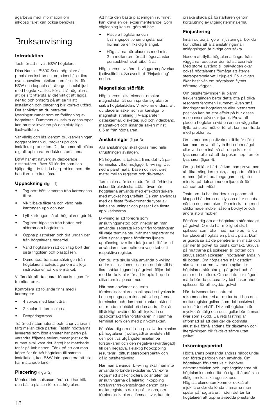 Bruksanvisning | Bowers & Wilkins 804 User Manual | Page 21 / 32