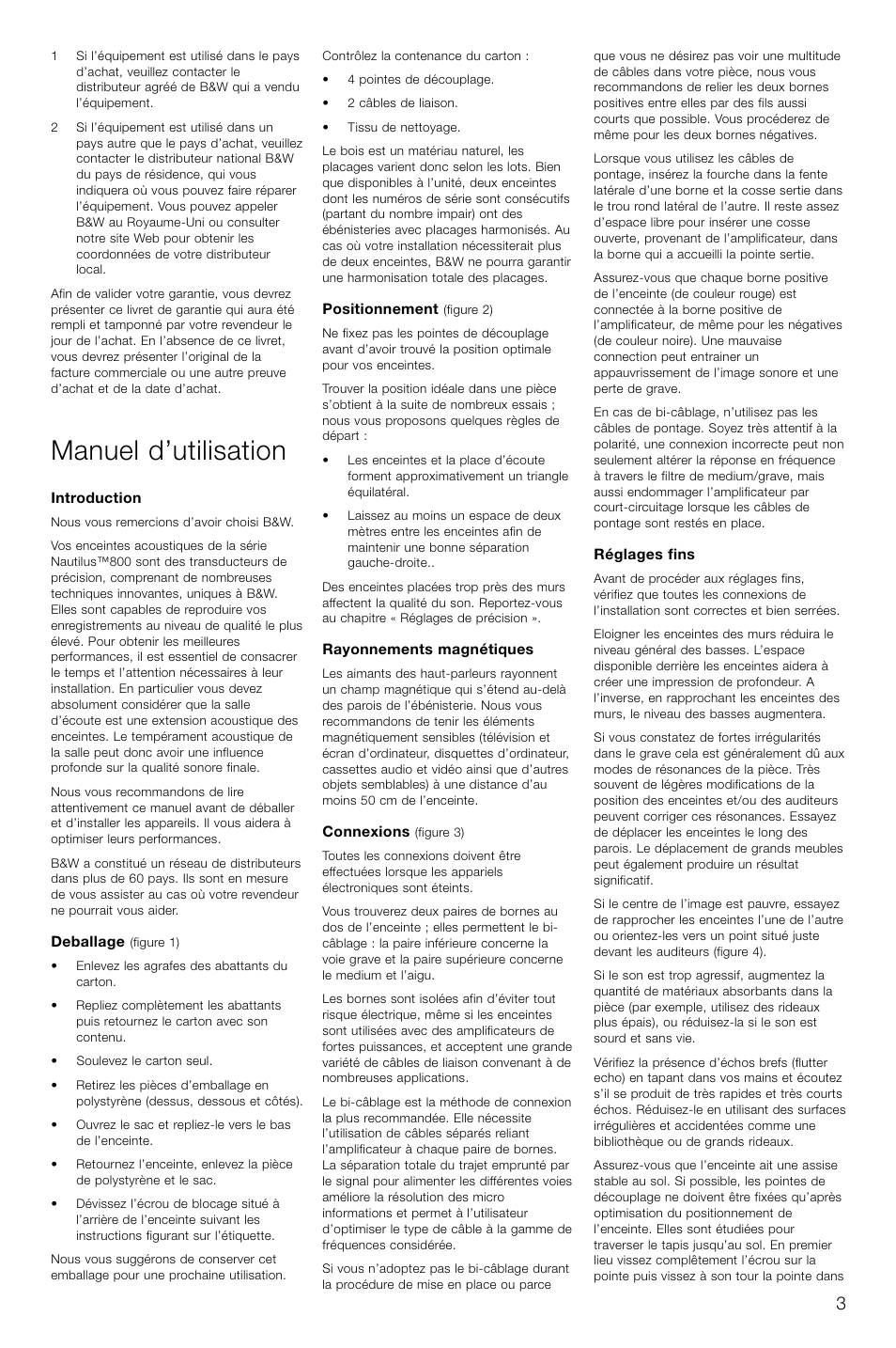 Manuel d’utilisation | Bowers & Wilkins 804 User Manual | Page 6 / 32