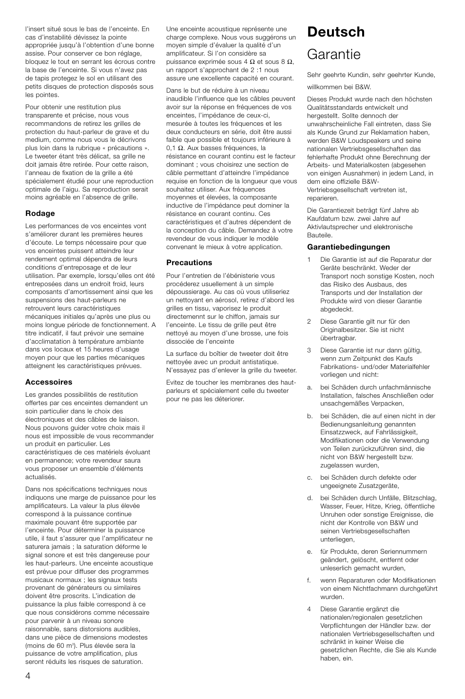 Deutsch garantie | Bowers & Wilkins 804 User Manual | Page 7 / 32