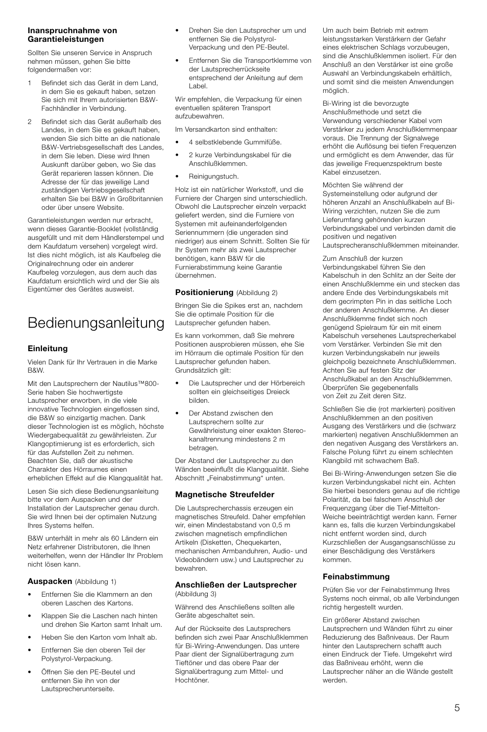 Bedienungsanleitung | Bowers & Wilkins 804 User Manual | Page 8 / 32