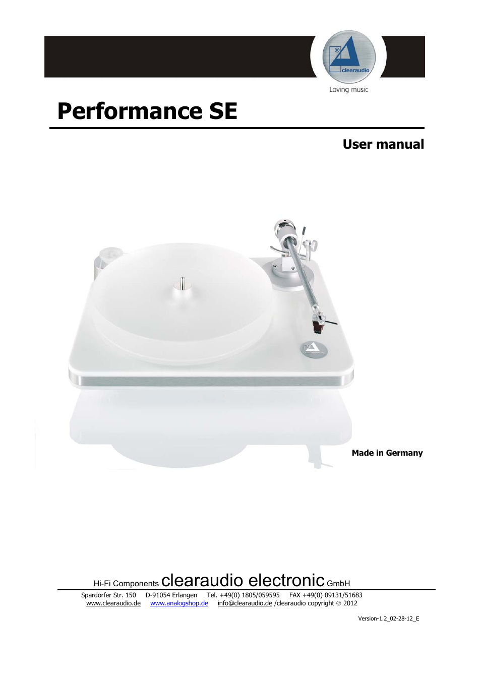 Clearaudio PERFORMANCE SE User Manual | 21 pages