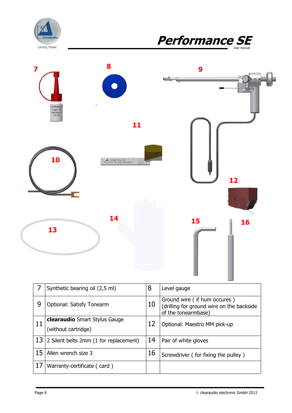 Performance se | Clearaudio PERFORMANCE SE User Manual | Page 6 / 21