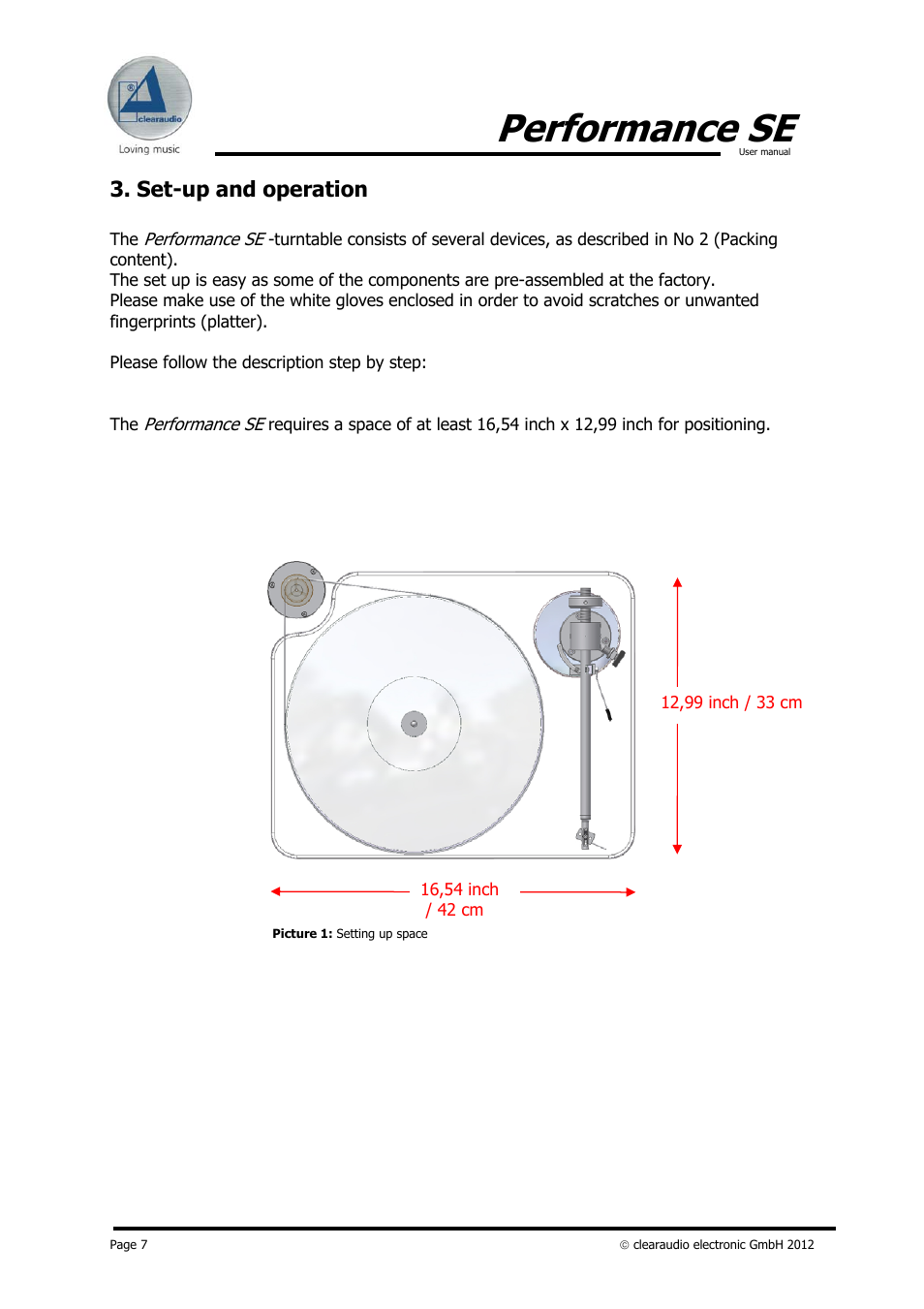 Performance se, Set-up and operation | Clearaudio PERFORMANCE SE User Manual | Page 7 / 21