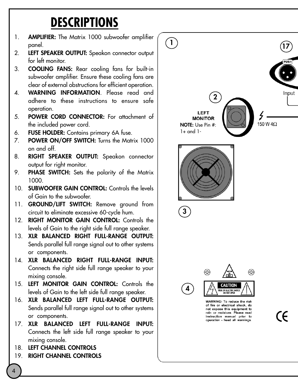 Descriptions | E.T.I. SOUND SYSTEMS B 52 L User Manual | Page 4 / 8