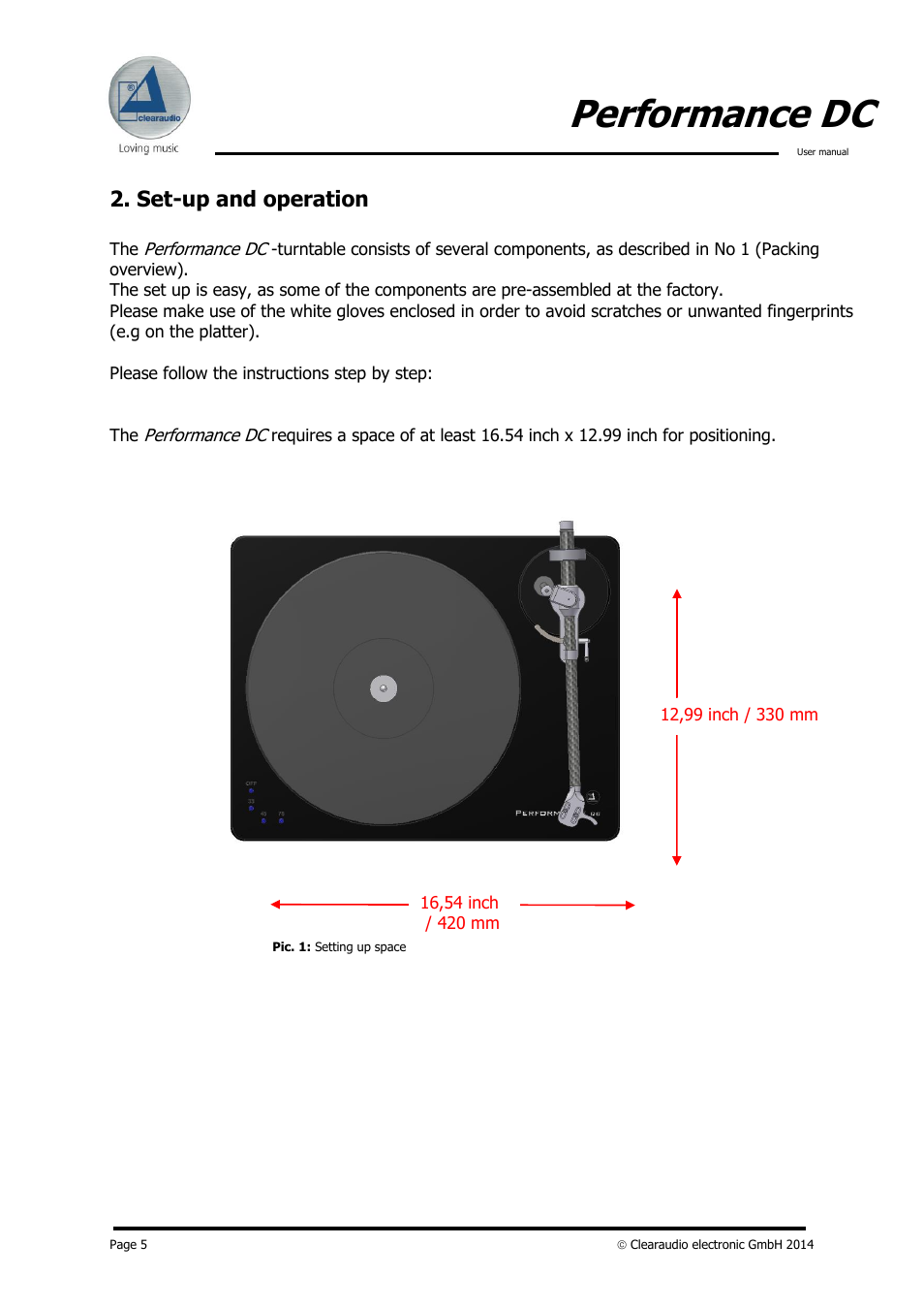 Performance dc, Set-up and operation | Clearaudio PERFORMANCE DC User Manual | Page 5 / 13