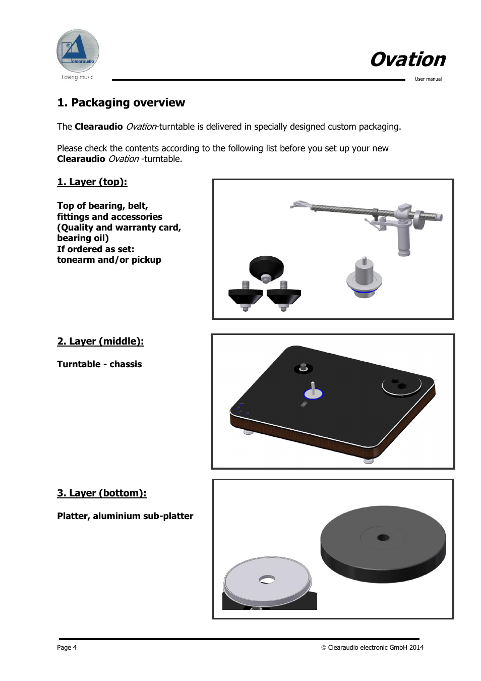 Ovation, Packaging overview | Clearaudio OVATION User Manual | Page 4 / 14